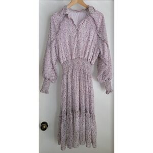 Udel New York Women's Floral Dress XL Purple Multi Modest Midi